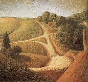 Grant Wood New Road oil painting